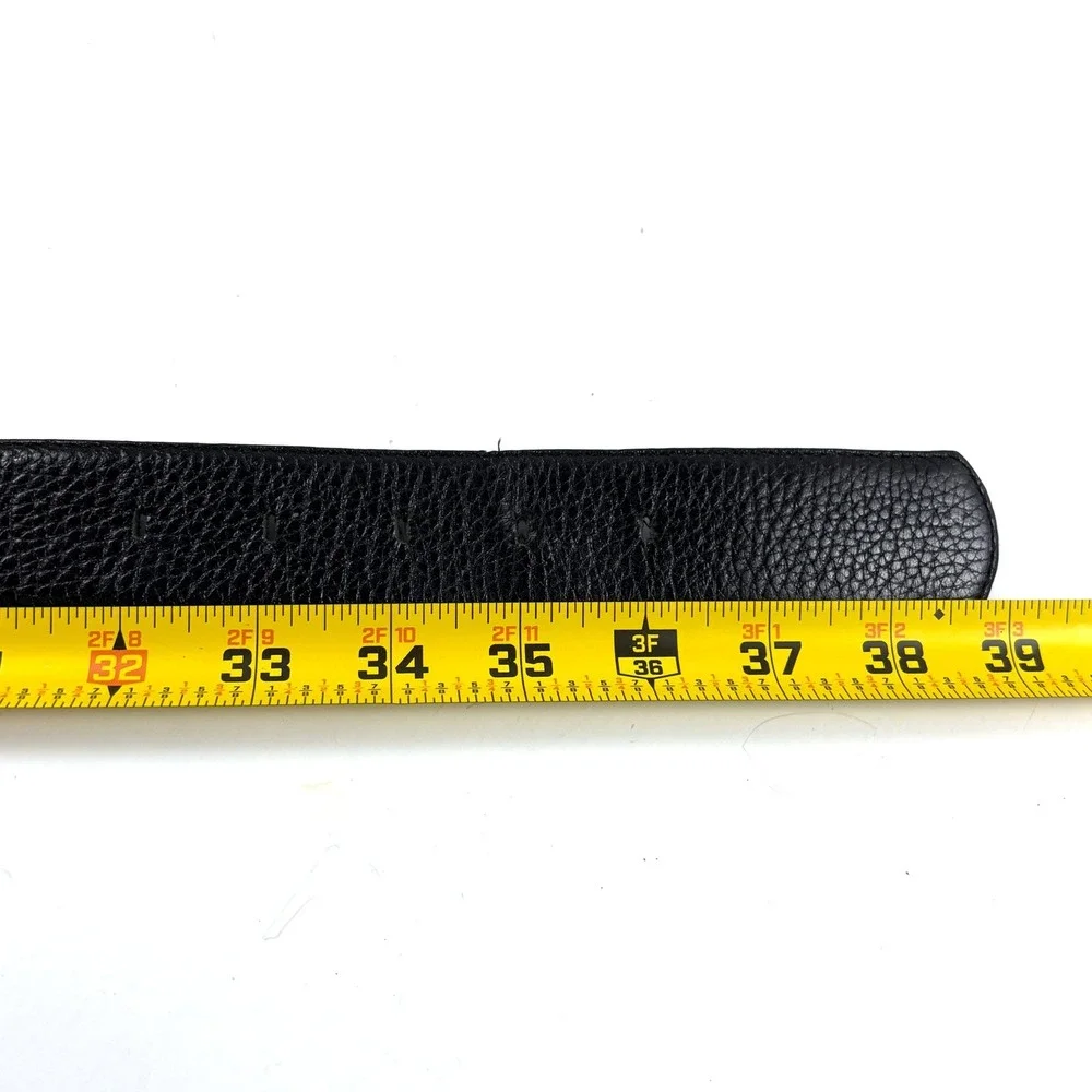 Liz Claiborne Belt Womens Lg 32-36 Black Genuine Leather Pebbled Silver Buckle